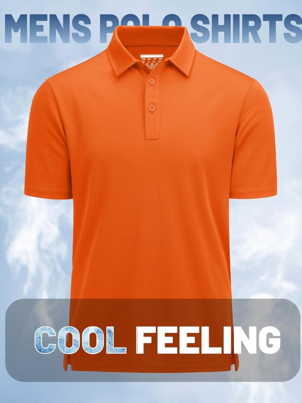 Men’s Orange Golf Polo Quick Dry Moisture Wicking Athletic Fit Tee Shirt - Picture 6 of 6